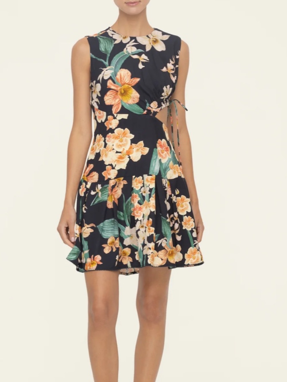 Agua by Agua Bendita Sz S Dress Otono Danza Black Floral Cutout Mini Designer